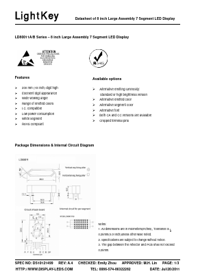 LD80011BY Datasheet PDF LightKey Optoelectronics Ltd.