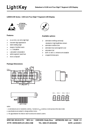 LD8041AUG Datasheet PDF LightKey Optoelectronics Ltd.