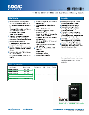 L9D3512M32DBG2 Datasheet PDF LOGIC Devices Incorporated