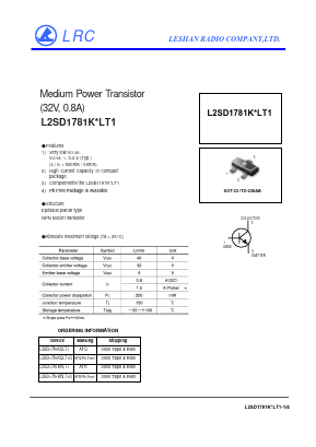 L2SD1781KQLT1 Datasheet PDF Leshan Radio Company,Ltd