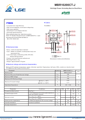 MBR10200CT-J Datasheet PDF Shenzhen Luguang Electronic Technology Co., Ltd