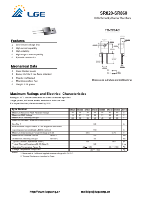 SR820 Datasheet PDF Shenzhen Luguang Electronic Technology Co., Ltd