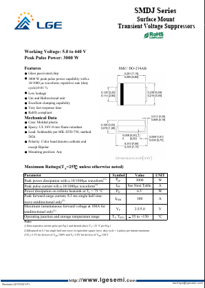 SMDJ80A Datasheet PDF Shenzhen Luguang Electronic Technology Co., Ltd