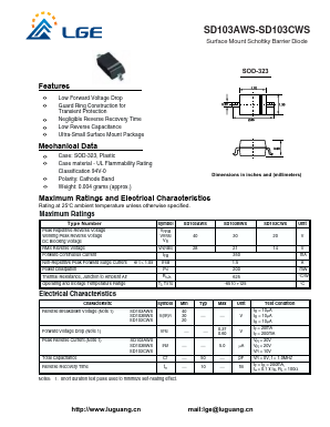 SD103AWS Datasheet PDF Shenzhen Luguang Electronic Technology Co., Ltd