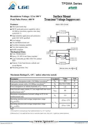 TPSMA12CA Datasheet PDF Shenzhen Luguang Electronic Technology Co., Ltd