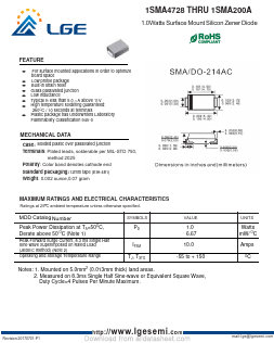 1SMA4731 Datasheet PDF Shenzhen Luguang Electronic Technology Co., Ltd