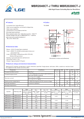 MBR20200CT-J Datasheet PDF Shenzhen Luguang Electronic Technology Co., Ltd