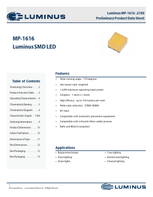 MP-1616 Datasheet PDF Luminus, Inc