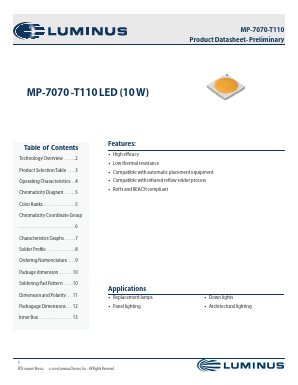 MP-7070-T110-40-90 Datasheet PDF Luminus, Inc