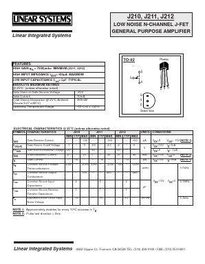 J210 Datasheet PDF Linear Integrated System