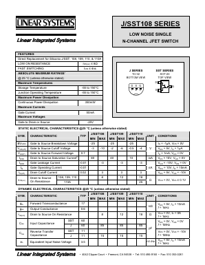J109 Datasheet PDF Linear Integrated System