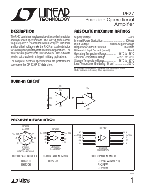 RH27 Datasheet PDF Linear Technology