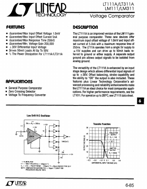 LM111 Datasheet PDF Linear Technology
