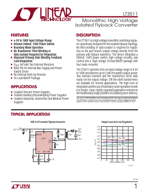 LT3511IMS-TRPBF Datasheet PDF Linear Technology