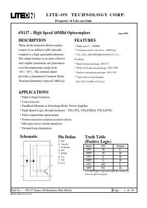 6N137 Datasheet PDF LiteOn Technology