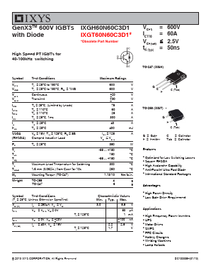 IXGH60N60C3D1 Datasheet PDF Littelfuse, Inc