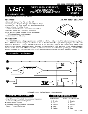 MSK5175-5BTU Datasheet PDF M.S. Kennedy