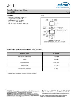 JH-131TNC Datasheet PDF M/A-COM Technology Solutions, Inc.