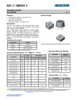 SMA81-1 Datasheet PDF M/A-COM Technology Solutions, Inc.