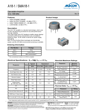 SMA18-1 Datasheet PDF M/A-COM Technology Solutions, Inc.