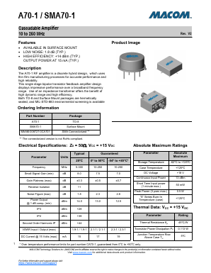 SMA70-1 Datasheet PDF M/A-COM Technology Solutions, Inc.