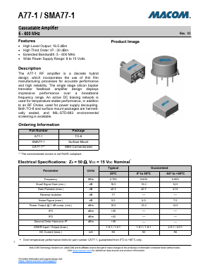 SMA77-1 Datasheet PDF M/A-COM Technology Solutions, Inc.