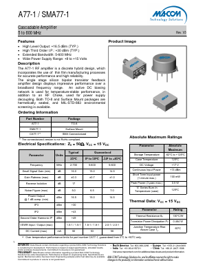 SMA77-1 Datasheet PDF M/A-COM Technology Solutions, Inc.