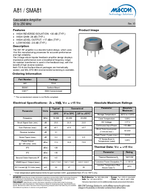 SMA81 Datasheet PDF M/A-COM Technology Solutions, Inc.