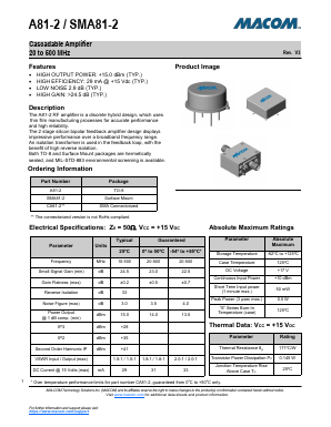 A81-2-SMA81-2 Datasheet PDF M/A-COM Technology Solutions, Inc.