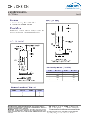 CHS-134PIN Datasheet PDF M/A-COM Technology Solutions, Inc.
