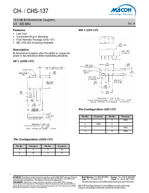 CHS-137PIN Datasheet PDF M/A-COM Technology Solutions, Inc.