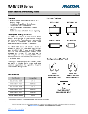 MA4E1339A1-1141T Datasheet PDF M/A-COM Technology Solutions, Inc.