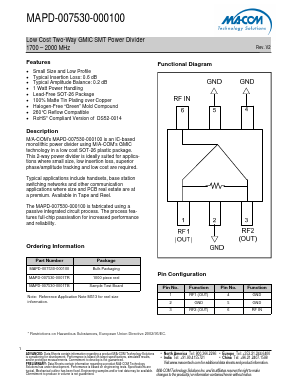 MAPD-007530-0001TR Datasheet PDF M/A-COM Technology Solutions, Inc.
