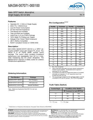 MASW-007071-000100 Datasheet PDF M/A-COM Technology Solutions, Inc.
