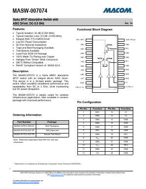 MASW-007074 Datasheet PDF M/A-COM Technology Solutions, Inc.