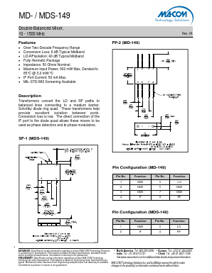 MD-149 Datasheet PDF M/A-COM Technology Solutions, Inc.