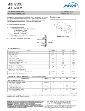 MRF175GU Datasheet PDF M/A-COM Technology Solutions, Inc.