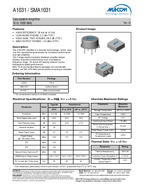 SMA1031 Datasheet PDF M/A-COM Technology Solutions, Inc.