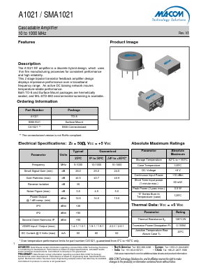 SMA1021 Datasheet PDF M/A-COM Technology Solutions, Inc.