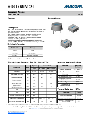 SMA1021 Datasheet PDF M/A-COM Technology Solutions, Inc.