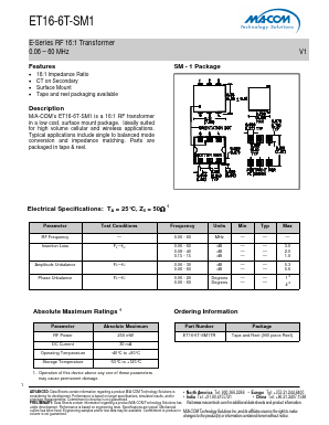 ET16-6T-SM1TR Datasheet PDF M/A-COM Technology Solutions, Inc.