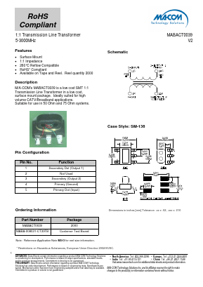 MABACT0039 Datasheet PDF M/A-COM Technology Solutions, Inc.