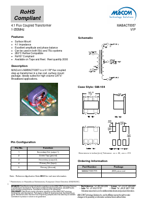 MABACT0067 Datasheet PDF M/A-COM Technology Solutions, Inc.