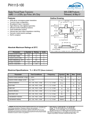 PH1113-100 Datasheet PDF M/A-COM Technology Solutions, Inc.