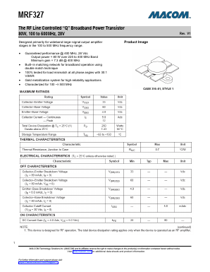 MRF327 Datasheet PDF M/A-COM Technology Solutions, Inc.
