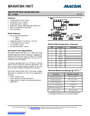 MA4VAT904-1061T Datasheet PDF M/A-COM Technology Solutions, Inc.