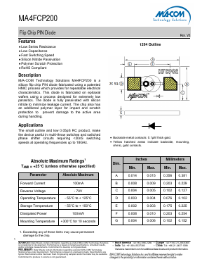MA4FCP200-W Datasheet PDF M/A-COM Technology Solutions, Inc.
