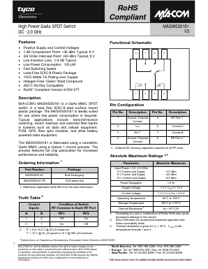 MASWSS0161 Datasheet PDF Tyco Electronics