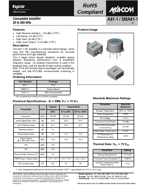 SMA81-1 Datasheet PDF Tyco Electronics