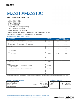 MZ5210 Datasheet PDF Tyco Electronics